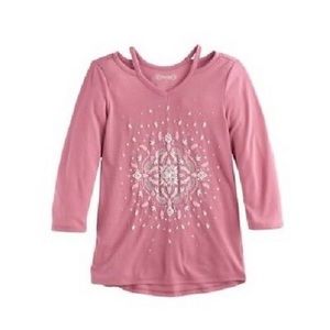 Mudd open shoulder girls top.